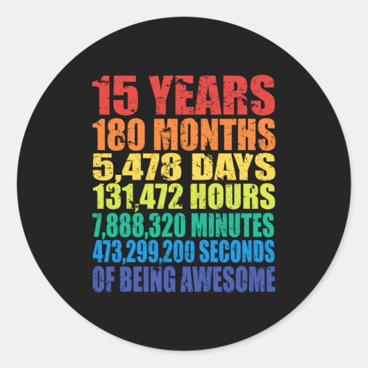 15th Birthday, Boys &amp; Girls, Cool 15 Years Of  Ronde Sticker (Voorkant)