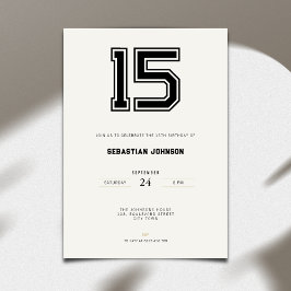 15th Birthday Invitation - Minimal Sport Style Kaart