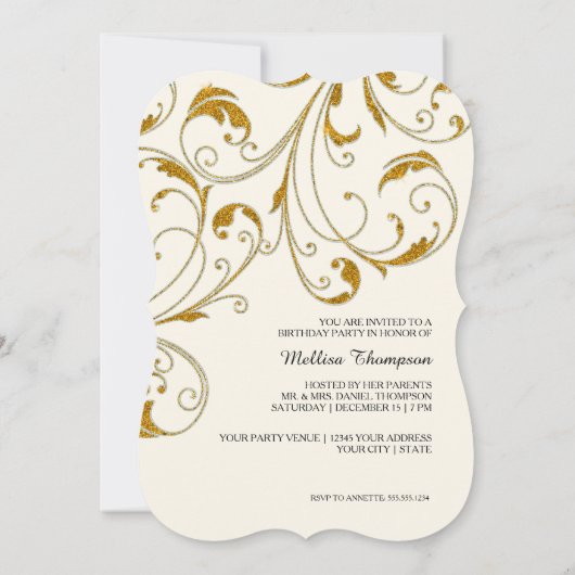 15th Birthday Party Glam Old Hollywood Regency Kaart (Achterkant)