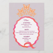 15th Birthday Quinceanera Butterfly Crown Squiggle Menu (Voorkant)