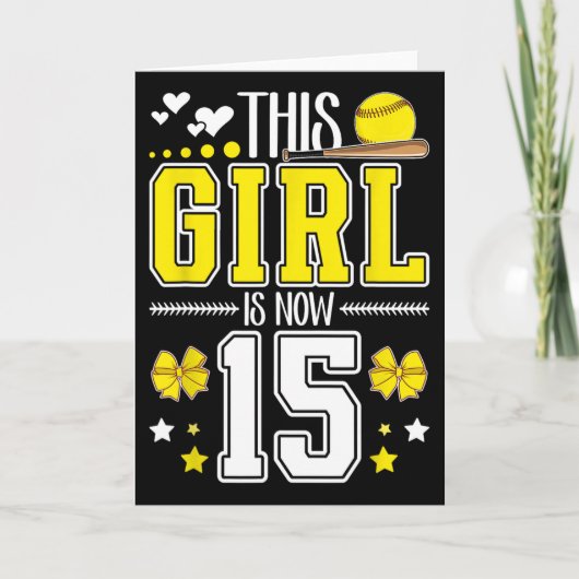 15th Birthday Softll Girl 15 Year Old Softll Playe Kaart (Voorkant)