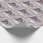 15th Birthday Text With Party Confetti Cadeaupapier (Hoek)