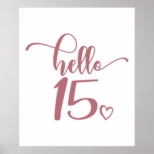 15th Birthday Women Hello 15 Cute 15 Years Old Poster (Voorkant)