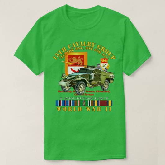 15th Cavalry Group One for All w Pantserverkenner T-shirt (Design voorkant)