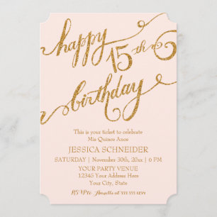 15th Mis Quince Anos, Quinceanera Birthday Ticket Kaart