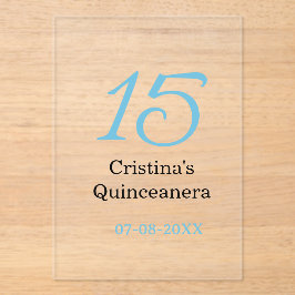 15th quinceanera birthday blue black bold letter n acryl uitnodigingen