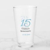 15th quinceanera birthday blue black bold letter n glas (Achterkant)