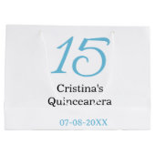 15th quinceanera birthday blue black bold letter n groot cadeauzakje (Achterkant)