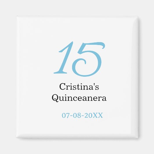 15th quinceanera birthday blue black bold letter n magneet (Voorkant)