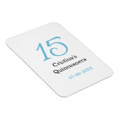 15th quinceanera birthday blue black bold letter n magneet (Rechterzijde)