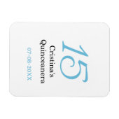 15th quinceanera birthday blue black bold letter n magneet (Horizontaal)