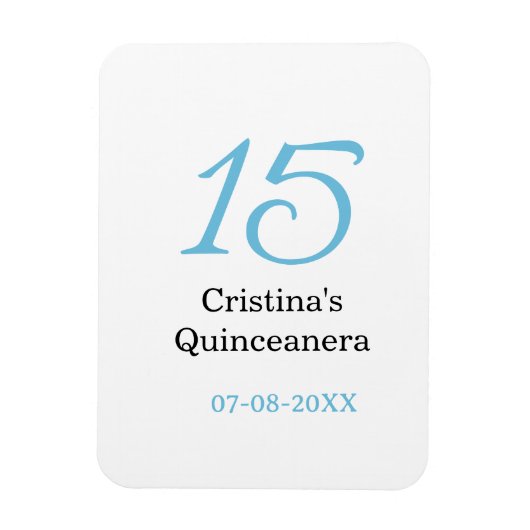 15th quinceanera birthday blue black bold letter n magneet (Verticaal)