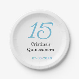 15th quinceanera birthday blue black bold letter n papieren bordje