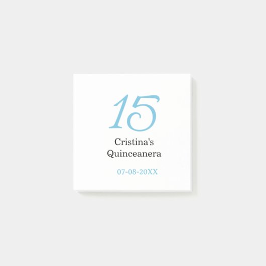 15th quinceanera birthday blue black bold letter n post-it® notes (Voorkant)
