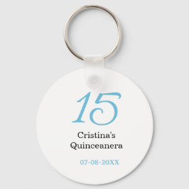 15th quinceanera birthday blue black bold letter n sleutelhanger