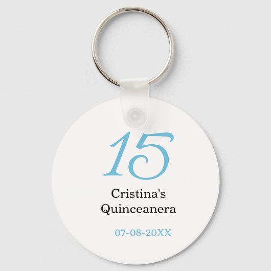15th quinceanera birthday blue black bold letter n sleutelhanger (Voorkant)