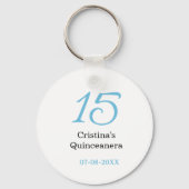 15th quinceanera birthday blue black bold letter n sleutelhanger (Achterkant)