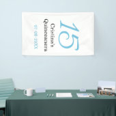 15th quinceanera birthday blue black bold letter n spandoek (Beurs)