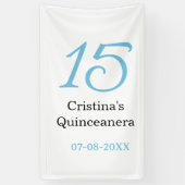 15th quinceanera birthday blue black bold letter n spandoek (Verticaal)