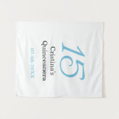 15th quinceanera birthday blue black bold letter n wandkleed (Voorkant (horizontaal))