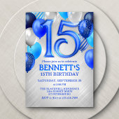 15th Teen Boy Blue Verjaardag Uitnodiging