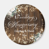 15th Wedding Jubileum Rustic String Light Favoriet Magneet (Voorkant)