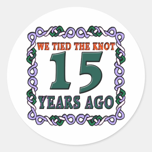 15thweddinganniversary ronde sticker (Voorkant)