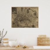 1606 Kaart van Virginia Poster (Keuken)