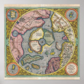 1606 Mercator Hondius Map of the Arctic Poster (Voorkant)