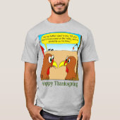 1606 Zitplaats aan de Thanksgiving tafel cartoon T-shirt (Voorkant)