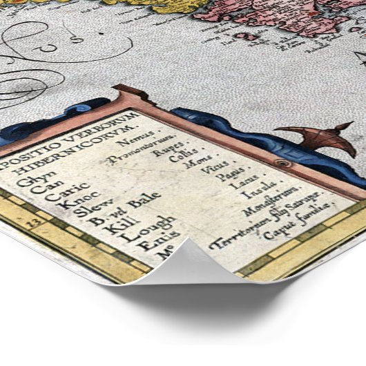 1609 Ierse kaart Poster (Hoek)