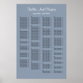 160 Blue Simple Wedding Seating Chart Poster (Voorkant)