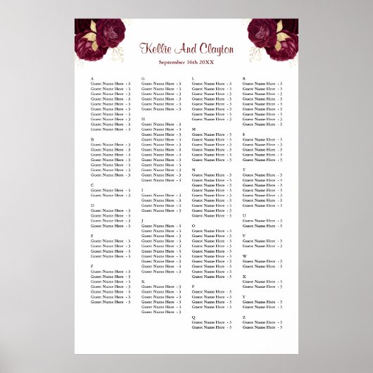 160 Bourgogne en goudbloementskaart Poster (Voorkant)