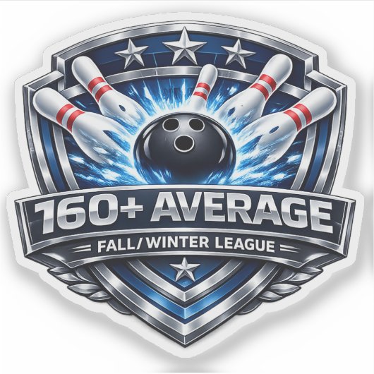 160+ Bowling Gemiddelde | Herfst / Winter Competit Sticker (Voorkant)