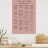 160 Cinnamon Roos Simple Wedding Seating Chart Poster (Keuken)