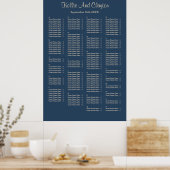 160 Classic Blue Simple Wedding Seating Chart Poster (Keuken)
