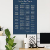 160 Classic Blue Simple Wedding Seating Chart Poster (Thuiskantoor)