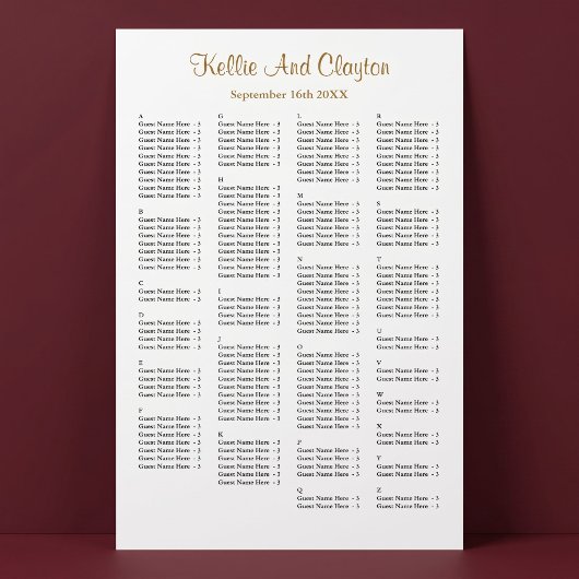 160 Eenvoudige Trouwstoelindeling Poster