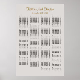 160 Gray Simple Wedding Seating Chart Poster