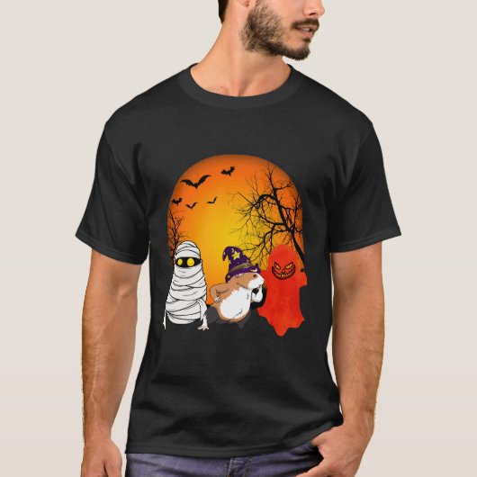 160 Guinea Pig Halloween Pumpkin T-shirt (Voorkant)