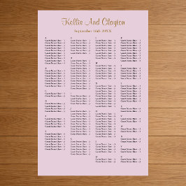 160 Paarse Simple Wedding Seating Chart Poster