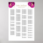 160 Roze en gouden Floral Wedding Seating Chart Poster (Voorkant)
