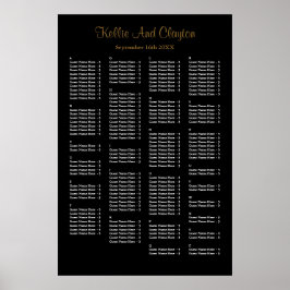 160 Simple Black Wedding Seating Chart Poster