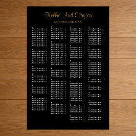 160 Simple Black Wedding Seating Chart Poster
