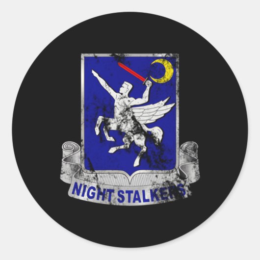160e Soar Nightstalkers Dui Distress Worn-look Ronde Sticker (Voorkant)