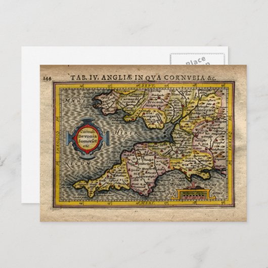 1610 Kaart van Cornwall, Devon, Somerset, enz. (Voorkant / Achterkant)