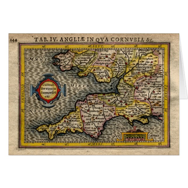 1610 Kaart van Cornwall, Devon, Somerset, enz. (Voorkant Horizontaal)