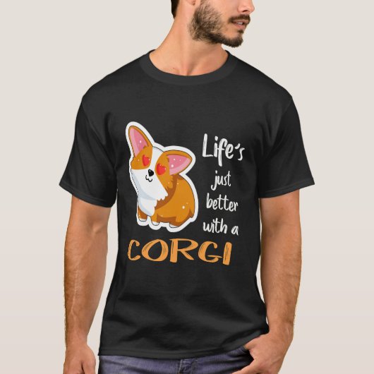 161 Het leven is gewoon beter met een Corgi T-shirt (Voorkant)