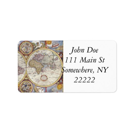 1626  Wereldkaart Etiket (Voorkant)
