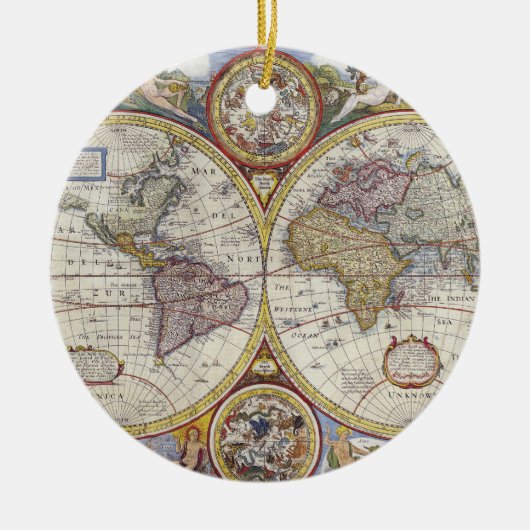 1626 Wereldkaart Keramisch Ornament (Voorkant)